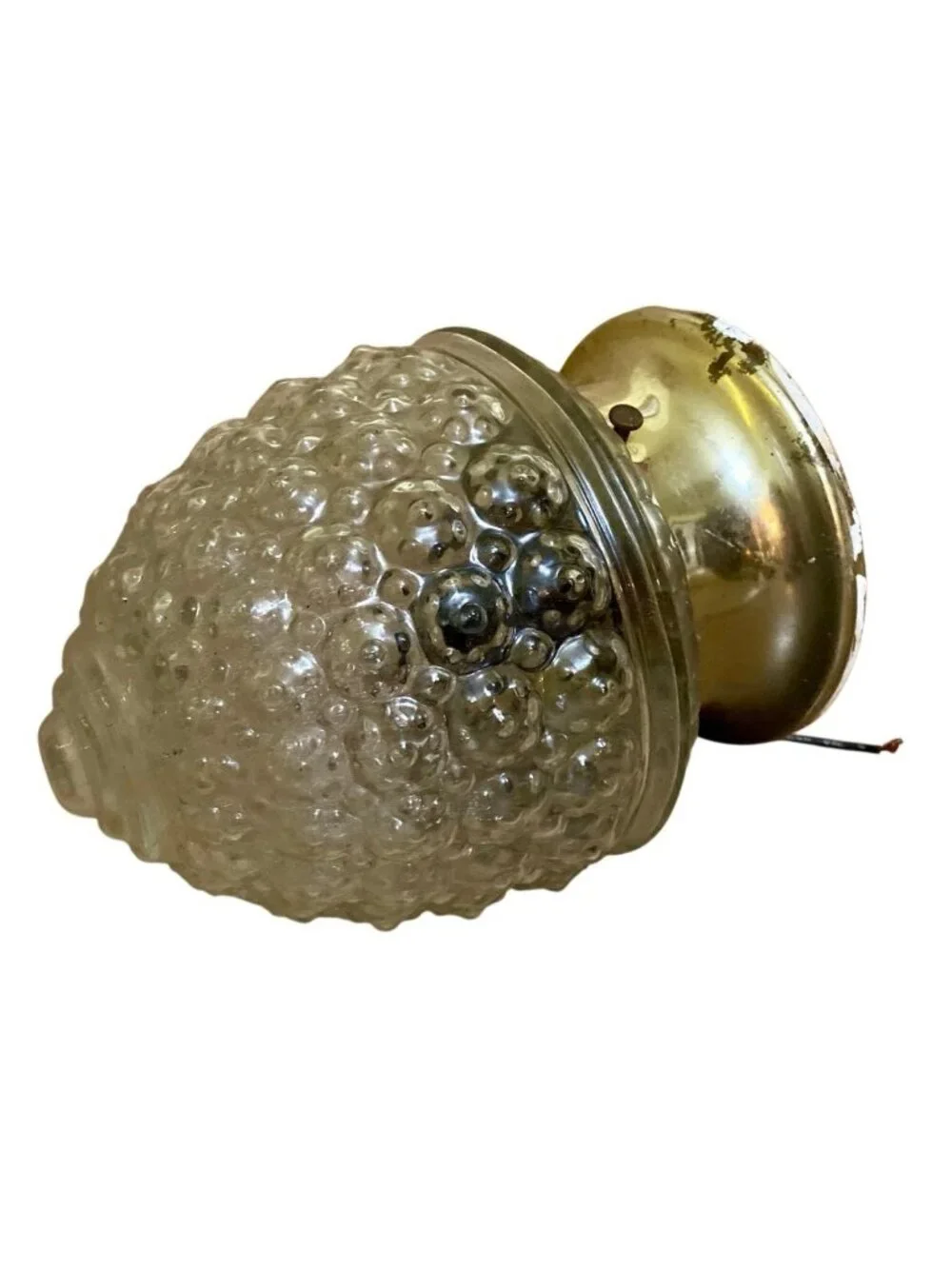 Vintage Art Deco Style Bubble Globe Shade & Brass Base Flush Mount Lamp Shade